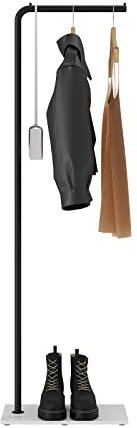 LOFTPLUS Coat Rack Stand Metal - 150cm Coat Rack for Hanging Clothes, Hats and Bags, Coat Stand for Entryway, Living Room, Bedroom, Office (Black)