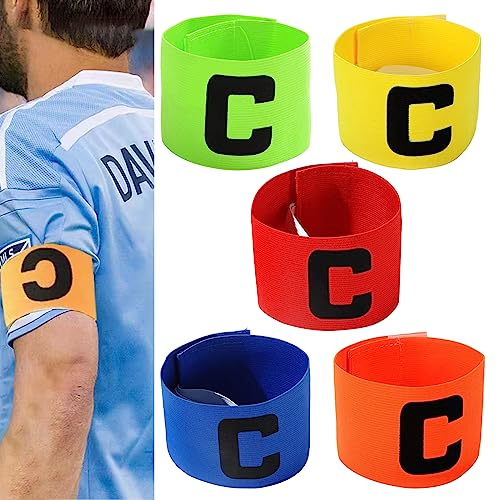 WUDQIJI Fußball Kapitänsbinde Armbinde 5 Stück Captain Armband Multicolor FußBall Captain Armband Fußball Spielführer-armbinde Verstellbare Größe Klettverschluss für Kinder Erwachsene(5 Farben)