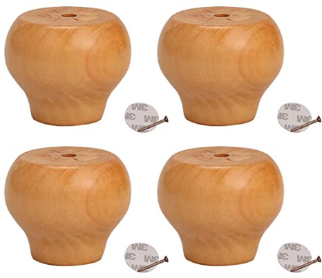 GArcan Möbelbeine, 4er-Set Massivholz-Möbelbeine, runde Schrankbeine, Ersatz für Kugelerhöhung aus Lotusholz, für Sessel, Kommode, Sofa, Couchtisch (4 cm, Lackfarbe)
