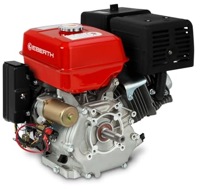 EBERTH 15 HP 11.03 kW Bensinmotor, 25.4 mm Ø axel med utvändig gänga, elstart, 17ah 12V batteri, oljenivåskydd, 4-takt, 1 cylinder, 420 ccm slagvolym, reservdel för gräsklippare