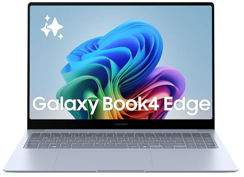 Samsung Galaxy Book4 Edge, Ordenador Portátil IA Copilot+, PC 16 HDR, Snapdragon X Elite X1E-80-100, 16GM RAM, 512GB SSD, Qualcomm Adreno GPU, Windows 11 Home, Azul, Teclado QWERTY Español