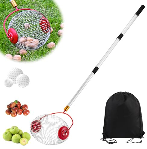 ZOYDP Recoge Nueces, Recogedor Nueces con Mango Telescópico, Recogedor de Frutos Secos, Recolector Aceitunas, Recogedor de Frutas para Bolas/Tuercas/Pecanas/Golf