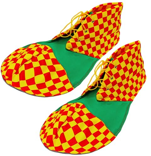 NIDHFG 1 Pair Of Plaid Clown Shoes, Personalized Cosplay Costume, Adjustable Lace-Up, Role-Playing Props, Party Performance Dress-Up Shoes.