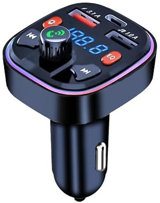 HSYWBC Bluetooth FM Transmitter Auto Radio Adapter, 20W USB C Auto Ladegerät PD und QC netzteil mit Freisprecheinrichtung, 5.3 Wireless Bluetooth Musik Player unterstützt USB-Stick und TF-Karte