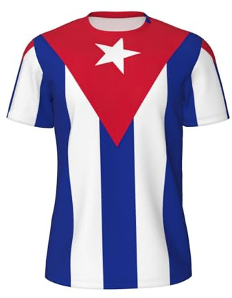 PPHGUT Camiseta de manga corta con estampado de bandera cubana para hombre, estilo informal, de verano, suave, ventilada, para correr, entrenar, Negro, XS