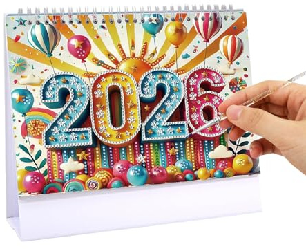 Månatlig skrivbordskalender, ståkalender med målningskonst, månadsplanerare för resor skola personliga mål familjeplanering mötesplanering från januari till december 2026