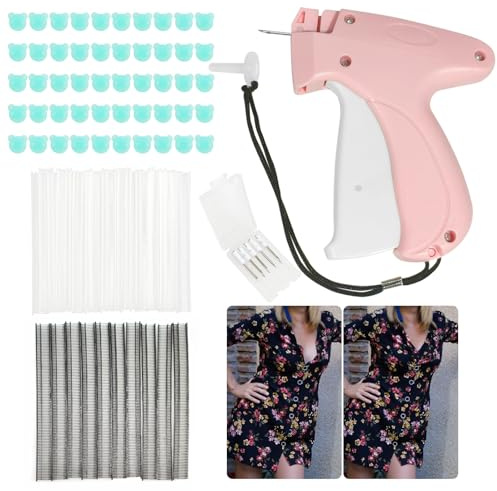 Yuaerbuo Fein Etikettierpistole Kleidung Geschenkanhänger Etikettiermaschine, Rosa Kleidung Etikettierpistol Heftpistole Mini Stitch Gun mit 5 Ersatznadeln 3000 Heftfäden 50 Leuchtende Schnallen