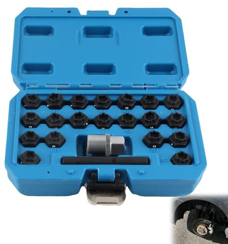 VVORHSBELL Juego de 22 llaves de tuerca de rueda de bloqueo compatibles con BMW F20 F30 F10 F01 Series 1 3 5 7, OEM 36 2 010, kit de herramientas de extracción con adaptador de enchufe y funda