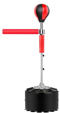 Saco de boxeo de fitness con 14 ventosas. Altura ajustable 130,5 – 157,5 cm y giratorio 360°. Pelota de punching móvil para entrenamiento de boxeo. Saco de boxeo de pie sin fijación, ideal para el