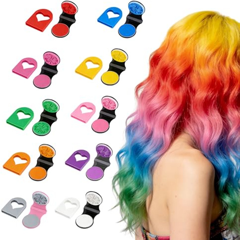 Kuvarix 10 Tizas de Colores para el Cabello, Tiza Para el Pelo de Tizas de Color Lavables, Tiza Temporal Para TeñIr El Cabello para Carnaval Cosplay Fiesta Navidad Regalo de Cumpleaños