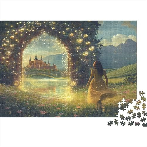 Magisch Portal Humweltfreundliches mönster pussel sten båge hjort pussel bildend underhållning premium dekal för kvinnor för män 70 x 50 cm/1 000