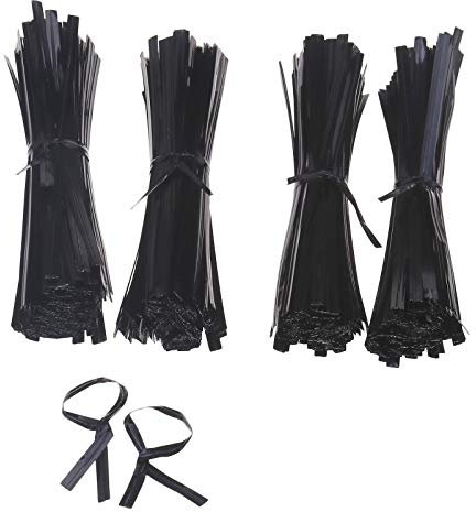 OTOTEC 1000pcs Enduit de Plastique Noir Attaches de Fil Attaches de Torsion 100mm Usage Général