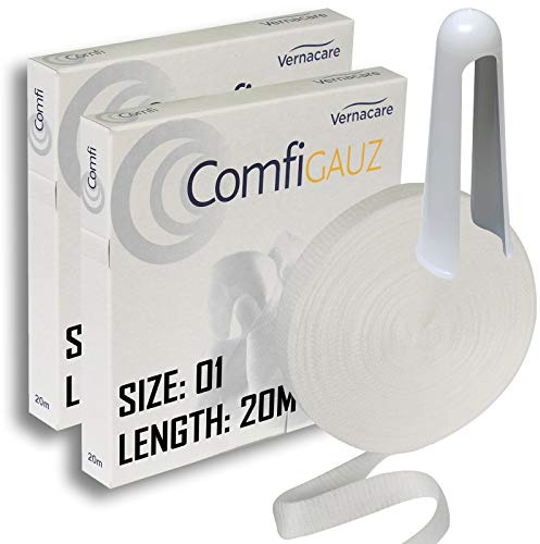 Comfigauz Size '01' Tubular Natural Cotton Stockinette Bandage - Unstretched (Flat Diameter Width) 1.5cm - Ideal for Fingers and Toes - 20m Length (2 Boxes) + Applicator