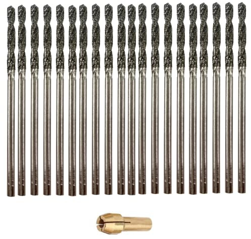 Drilax 2mm Diamantbohrer Set – Diamantbeschichtete Mikro Bohrer für Schmuck, Glas, Muscheln, Edelsteine & Meerglas – 20 Stück Feinbohrer Kit Kompatibel mit Dremel