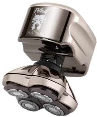 Skull Shaver Pitbull Platinum Pro - Electric Razor for Men - Cordless, Rechargeable, Wet/Dry, Ergonomic for Bald Head Shaving - with Rinse Stand & Travel Case
