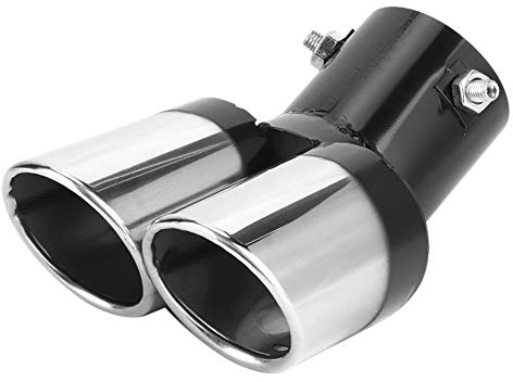 Akozon Terminale Scarico Auto, Terminale di Scarico per Auto con Tubo di Scarico in Acciaio Inossidabile Doppio 63mm / 2,5 Pollici Come Accessorio per Auto