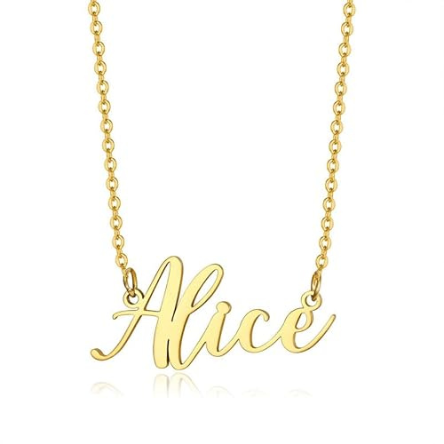 BOBIJOO Jewelry - Collana con nome da donna, in acciaio inossidabile, placcato oro oro a scelta, 45 cm, Acciaio inossidabile, Nessuna pietra preziosa