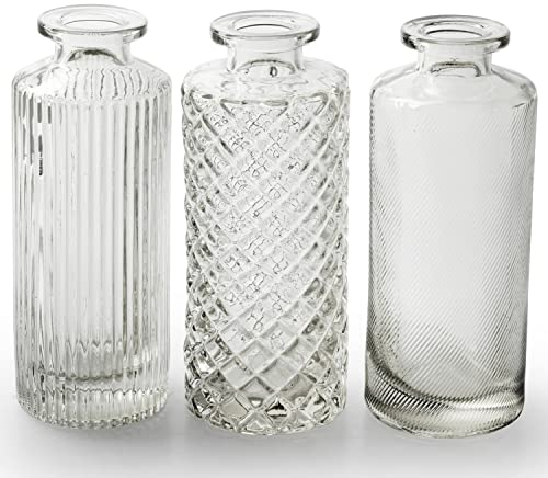 Vasen MIRA aus Glas - Glasflaschen - H 13,5 cm - Dekovasen - Glasvasen - Tischvase - Blumenvasen - Väschen Größe 6 x