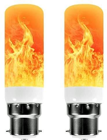 Qelus Flame Light Bulb,LED Flame Effect Light Bulbs,5W B22 Flickering Light Bulb with 3 Modes Retro Indoor Outdoor Decorationrative Lights for Home Party Decoration (2 Pcs)