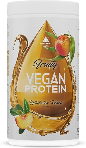 PEAK Fruity Vegan Protein - 400g Geschmack White Tea Peach I 20 Portionen I Clear Protein I Proteinquelle: Erbsenprotein (Pea) + Aminosäuren (BCAA) I Vegane Protein Limo mit perfekter Löslichkeit