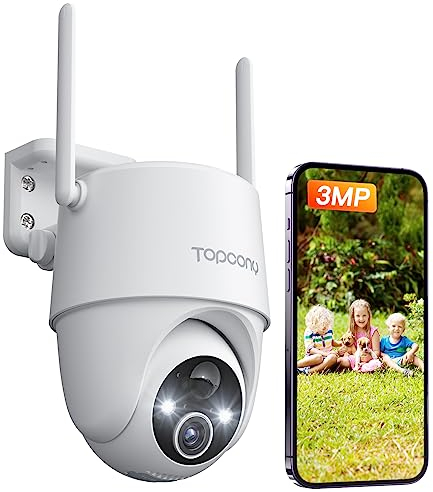 Topcony Überwachungskamera Aussen Akku, 355°/120° Schwenkbar, 2K Kabellose WLAN IP Kamera Outdoor mit Farbe Nachtsicht, Personen-/Bewegungserkennung, IP65 Wasserdicht, Cloud-Speicher, ZS-GX6S