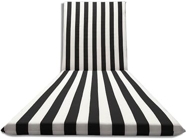 Il Tuo Artigiano Design Coj’n Acolchado para Tumbona, 190 x 60 cm, Totalmente desenfundable en 100% Algod—n (Blanco y Negro)