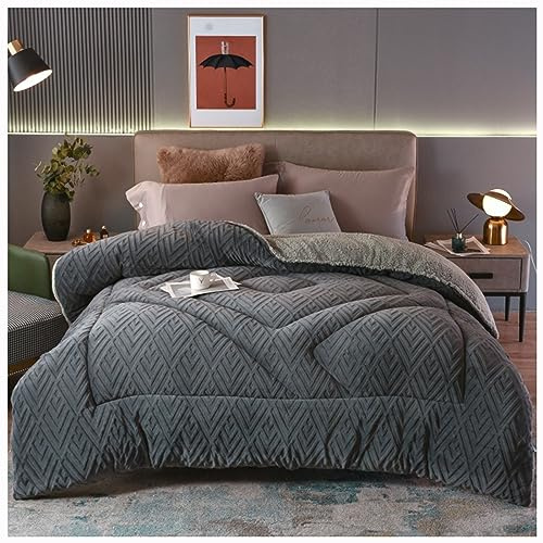 ZTGL Vinterförtjockad filt Dubbelsidigt lammfleecetäcke, supervarmt lammfleecetäcke, förtjockat varmt plyschtäcke, vinterfluffig täcke,Dark gray,200x230cm(3kg)