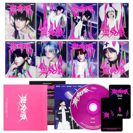Stray Kids - -Rock-STAR (POSTCARD Ver. - SET) Out Box + Postcard Set + CD-R + Lyrics Paper + Mini Folded Poster + Photocard + 8 Smart Cleaner