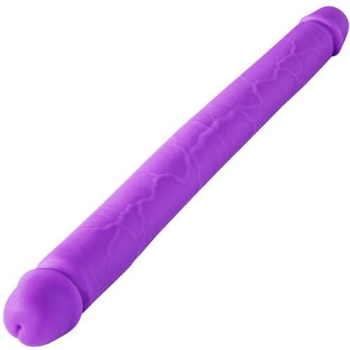 Fantasy Purple Doppelkopfdildo 39 * 3,4cm großer realistischer Silikondildo,langer doppelseitiger Dildo mit Venen und Eichel, flexibler Dildo,lesbischer Anal-G-Punkt-Stimulation,Sexspielzeug für Paare