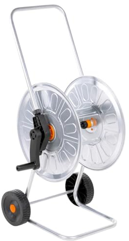 vidaXL Carrito de Rollo para Manguera de 60 m 1/2 Acero, Carro portamanguera de jardín, Carro portamanguera con Ruedas, Carro portamanguera de Agua