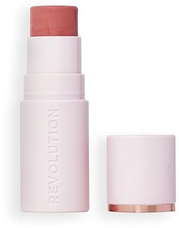 Revolution, Skin Silk Marble Blush Stick, Buildable Colour for Cheek, Eye, & Lip, Cream-to-Powder Formula, Vegan & Cruelty-Free, Peachy Pink, 4.5g