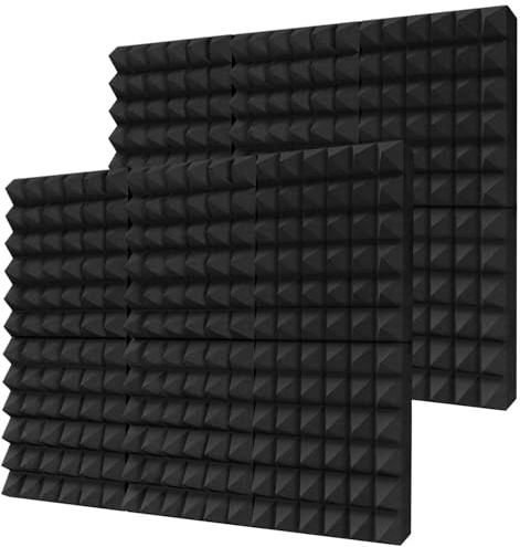 BXI Dicke Akustikschaumplatten, 30 x 30 x 7,8 cm 12 Stück Breitband-Schallabsorbierender Schaum, Dichte Schalldämmende Polsterplatten, Aufnahmestudio-Schaumstoff-Absorber, Pyramiden-Dekorative 3D-Wand
