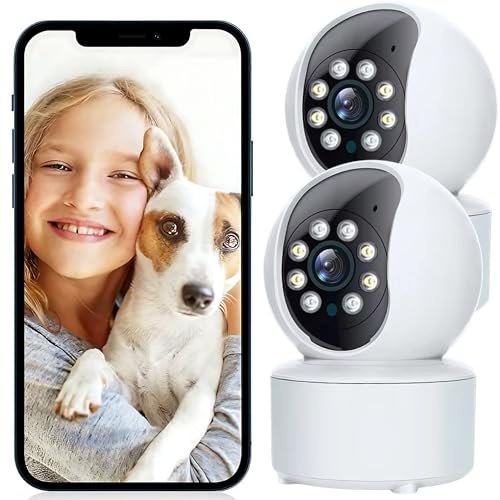 WiFi-säkerhetskamera för inomhusbruk med rörelsedetektering och mörkerseende, 1080P IP-kamera, övervakningskamera för hundar och barn, tvåvägs ljud kompatibelt med iOS Android L