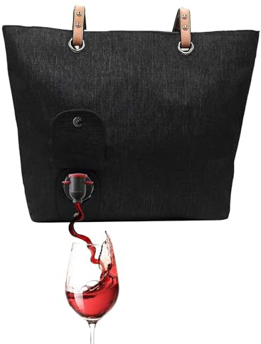 Insulated Wine Tote Bag with Drink Dispenser, Portable Wine Cooler Bag for Beach, Travel & Picnics, Stylish Wine Carrier for Wine Lovers