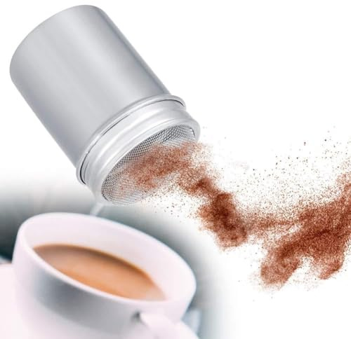 Taidda Coctelera de Cacao en Polvo de Acero Inoxidable, Malla Fina para Espolvorear Uniformemente Chocolate y Especias para la Cocina del Hogar, Acero Inoxidable 304, Plateado, Pequeño (304 malla