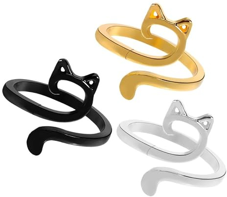 SHINEOFI Set 3 Anelli per Maglieria Design Orecchie di Gatto, Accessori per Uncinetto in Lega di Zinco, Resistenti e Adatti per Progetti di Cucito e Lavori a Maglia