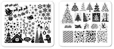 Winstonia Lot de plaques de stamping pour nail art de Noël, festival d'hiver, manucure – Have a Merry Christmas!, Jingle All the Way