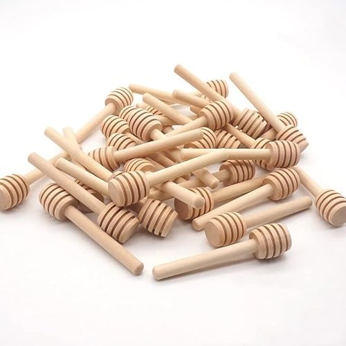 PIQIUQIU 30x Cucchiaini Bastoncini Miele Legno Piccoli Mini Spargimiele 8 cm per Vasetti Miele Bomboniere Ringraziamento Matrimonio Battesimo