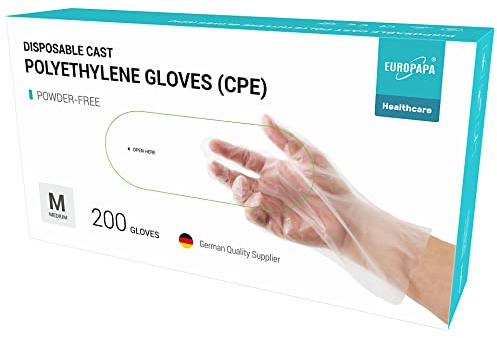 EUROPAPA® 100, 200, 300, 450 Vorteilspack CPE transparenz Einweghandschuhe in Box Einmalhandschuhe latexfrei Gummihandschuhe puderfrei Handschuhe in Gr. S,M,L,XL (200, M)