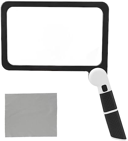 Lupe mit Licht, Ganzseitige 5-fache Vergrößerung Zusammenklappbare Handlupe 3 Lichtmodi 48 LED-Lupe Sehhilfen für Sehbehinderte Beim Lesen Drucken Gravieren Arbeiten in der Nähe