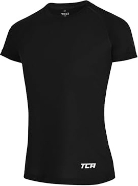 TCA Maglietta Leggera a Maniche Corte da Donna – T-Shirt Sportiva Traspirante per Yoga, Corsa, Palestra, Allenamento e Fitness- Black Stealth, XS