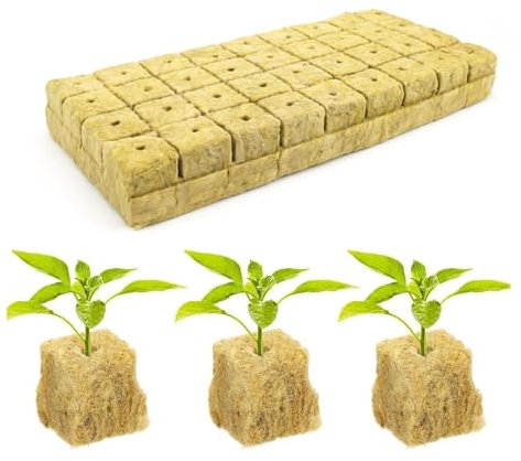 DIYCUT 36 Pezzi Cubi di Coltivazione Soilless, Cubo di Lana di Roccia, 30x30x40 mm Substrato di Coltura, Cubetti di Lana di Roccia Idroponica, per Talee, Giardinaggio Indoor, Coltivazione Ortaggi
