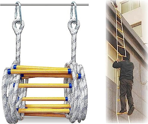 OYYMTE Escalera de Cuerda Escalera de Rescate, Escape de Emergencia contra Incendios, Escalera de Cuerda con Gancho y Bucle, Fácil de almacenar, Adecuada for la casa del árbol(8m/26ft)