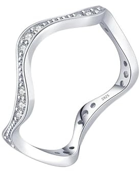Lllunimon Kronenringe Wellenringe Damen 925 Sterling Silber Ringe Kreative Ringe Layering Schmuck Alltag Layering,A,Size 8