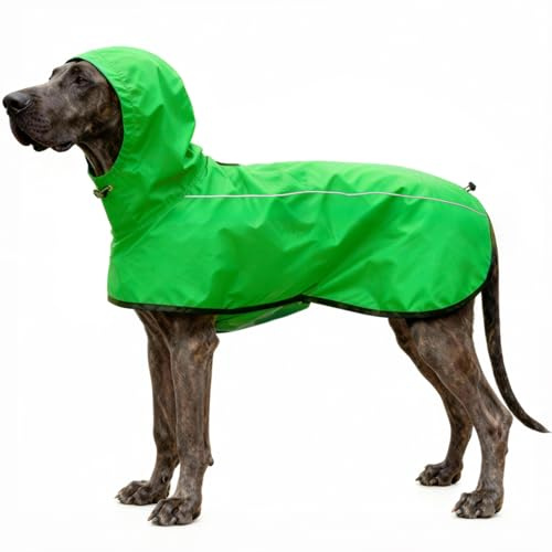 Mosucoirl Chaqueta Impermeable para Perros Reflectante Ajustable con Capucha para Mascotas Poncho Abrigos de Lluvia Ropa para pequeños medianos Grandes Perros (Verde, XL)