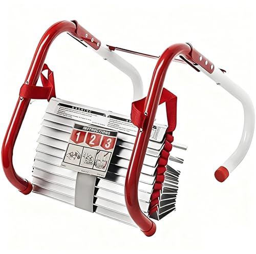 Escalera De Incendios Portátil, Reutilizable, De Seguridad para Emergencias De 2 a 4 Pisos, para Adultos Y Niños, con Peldaños Antideslizantes Y Anchos para Ventanas Y Balcones 10M/32FT