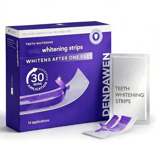 Purple Teeth Whitening Strips – Non-Sensitive Teeth Whitening Stickers, 14 Packs (28 Strips) for Easy Home Whitening