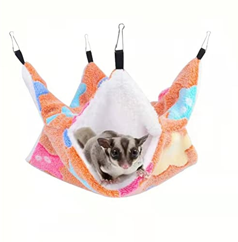 QeeHeng Hamaca Colgante de Animales pequeños, Cama oscilante para Mascotas, Hamaca de Doble Capa para Mascotas para hurón, Rata y Otros Animales pequeños, Color marrón