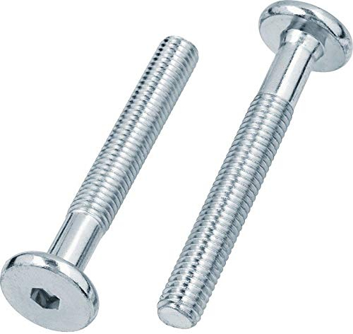 HEXATON Tornillos Mecánicos M6 x 120 mm – 50 Piezas – Cabeza Plana con Hexágono Interior – Acero Galvanizado Blanco – Rosca Métrica Parcial