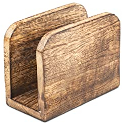 Samhita Burning Finish Serviettenhalter aus Mangoholz für Küche, aufrechter Papierserviettenspender für Haus, Party, Restaurant, Hotel, Café, Bar (14 x 6,3 x 10,2 cm)